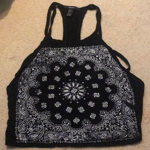 Cute bandana pattern strappy crop top